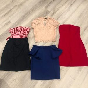 Peplum skirt,crop top lace, two dresses